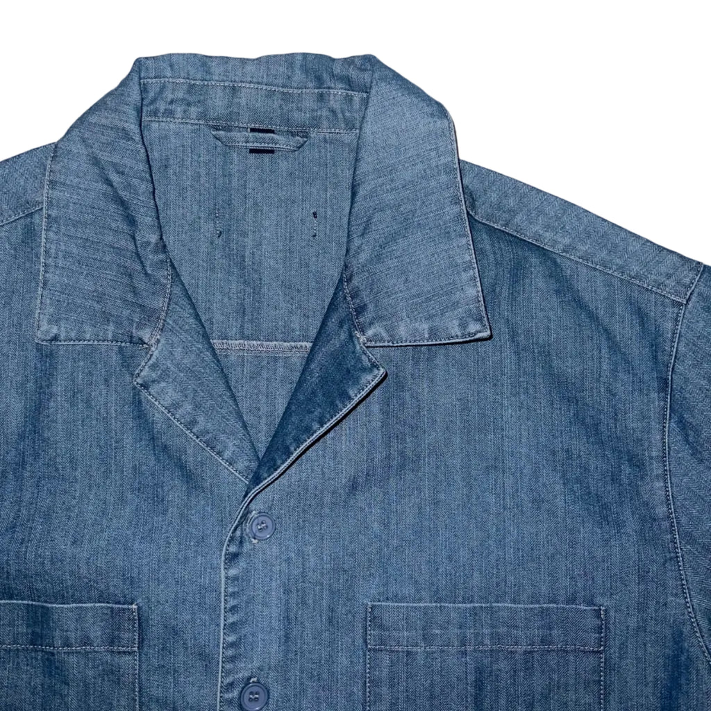 Ananke Cropped Blue Button Down Shirt - Men's Large