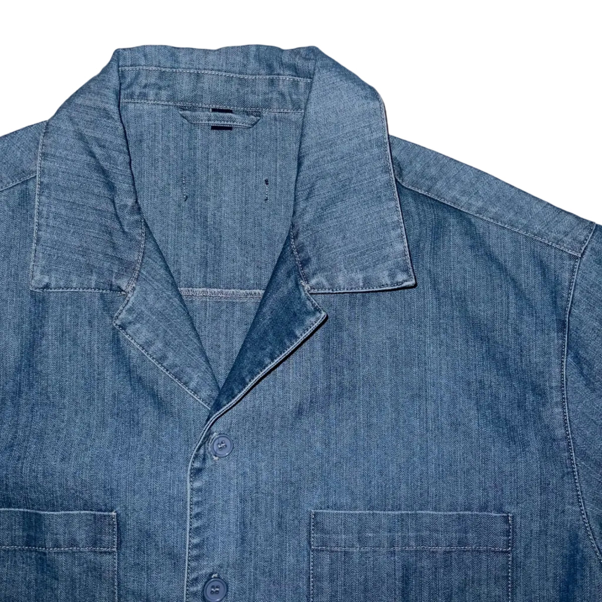 Ananke Cropped Blue Button Down Shirt - Men's Large
