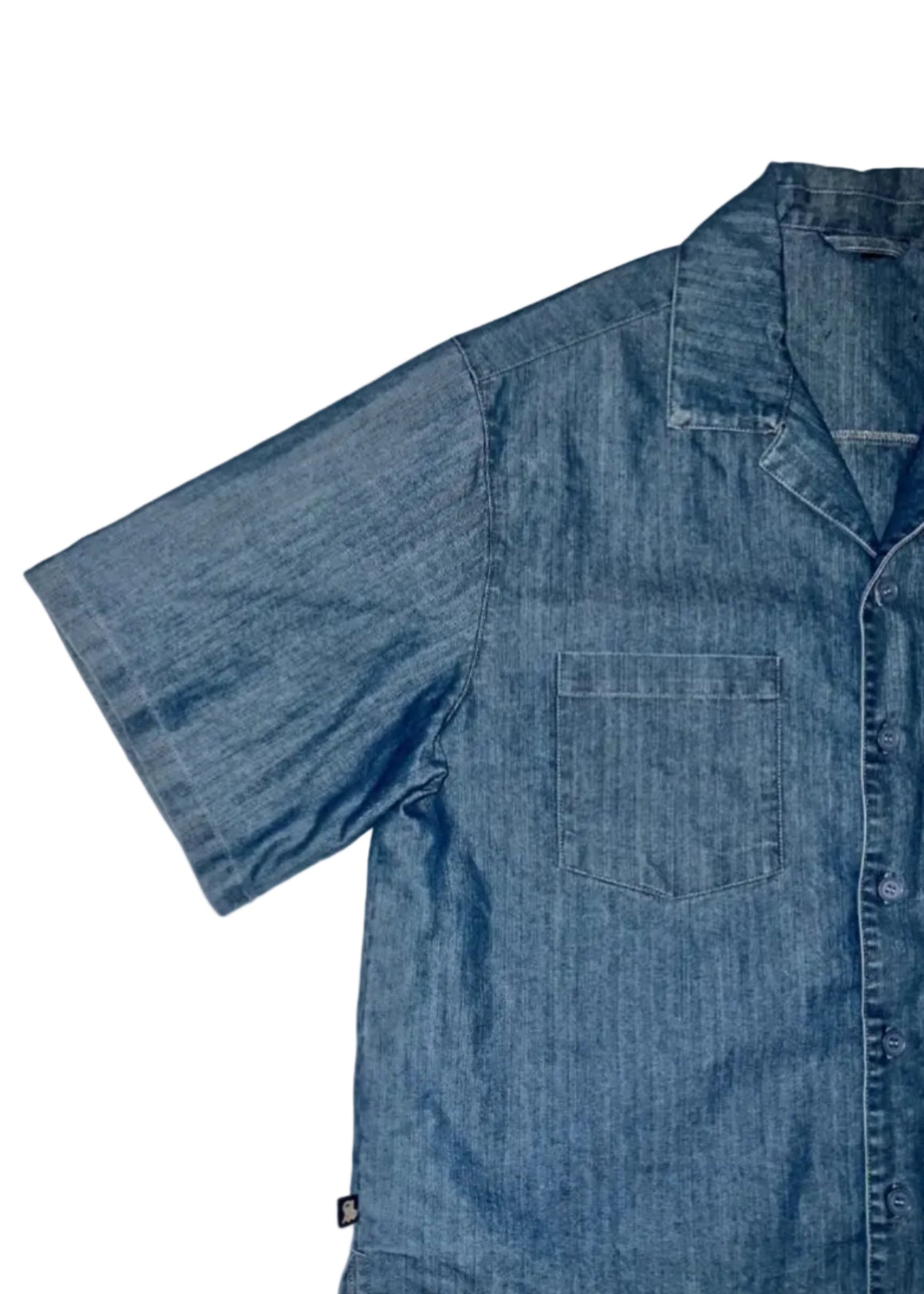Ananke Cropped Blue Button Down Shirt - Men's Large