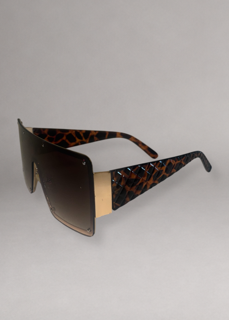 Quilted Leopard Oversized Shield Women's Sunglasses