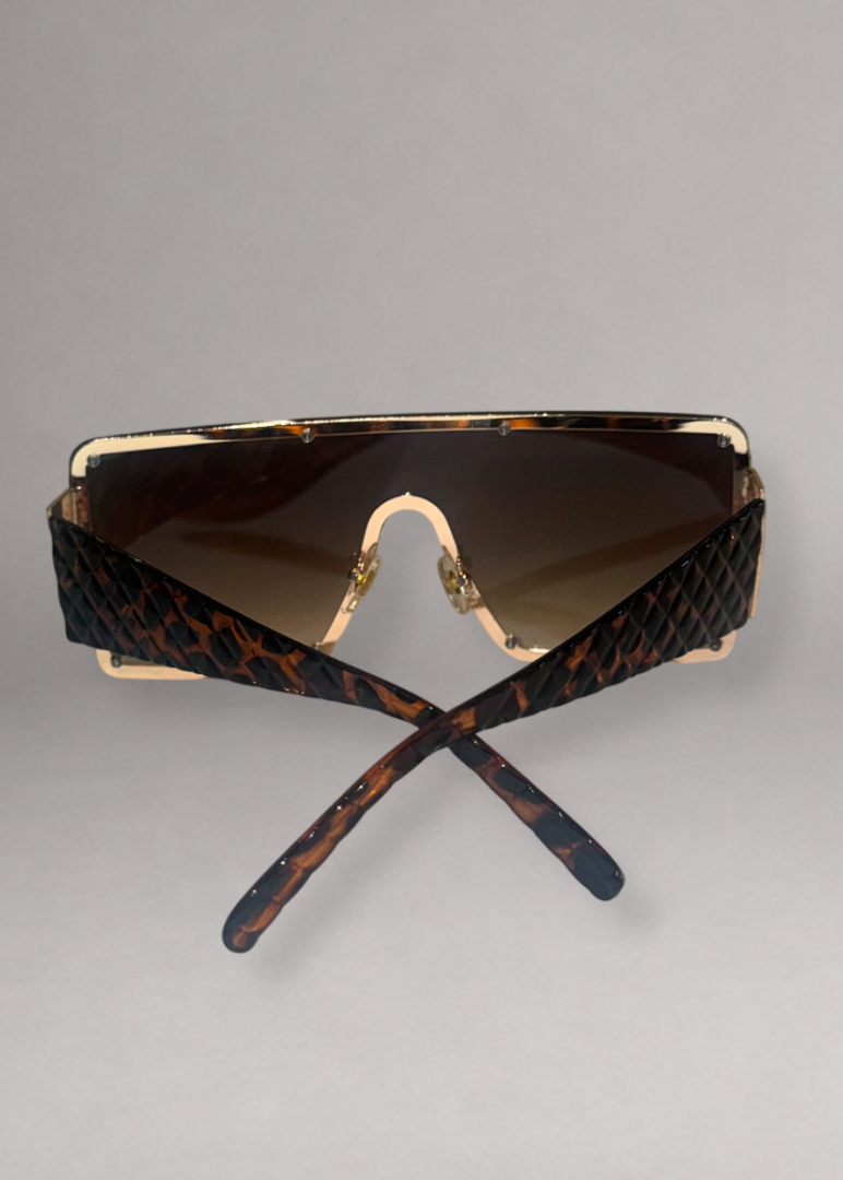 Quilted Leopard Oversized Shield Women's Sunglasses