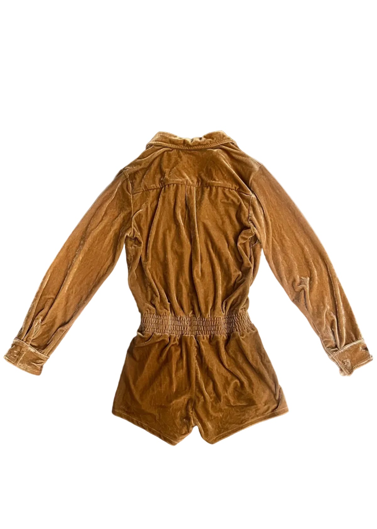 Fashion Nova Cognac Velvet Romper - Small
