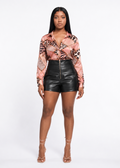 Fashion Nova Black Pleather Shorts - Small