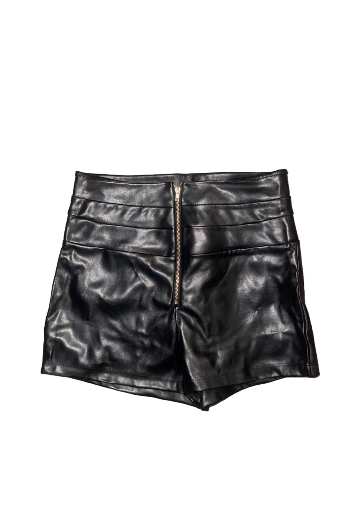 Fashion Nova Black Pleather Shorts - Small