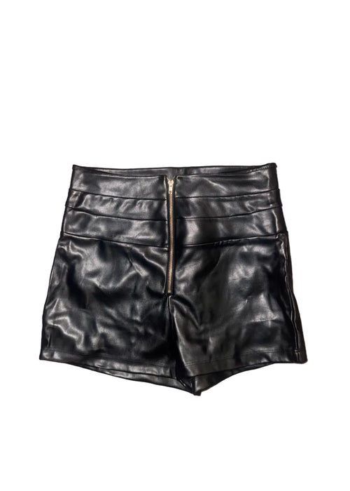 Fashion Nova Black Pleather Shorts - Small