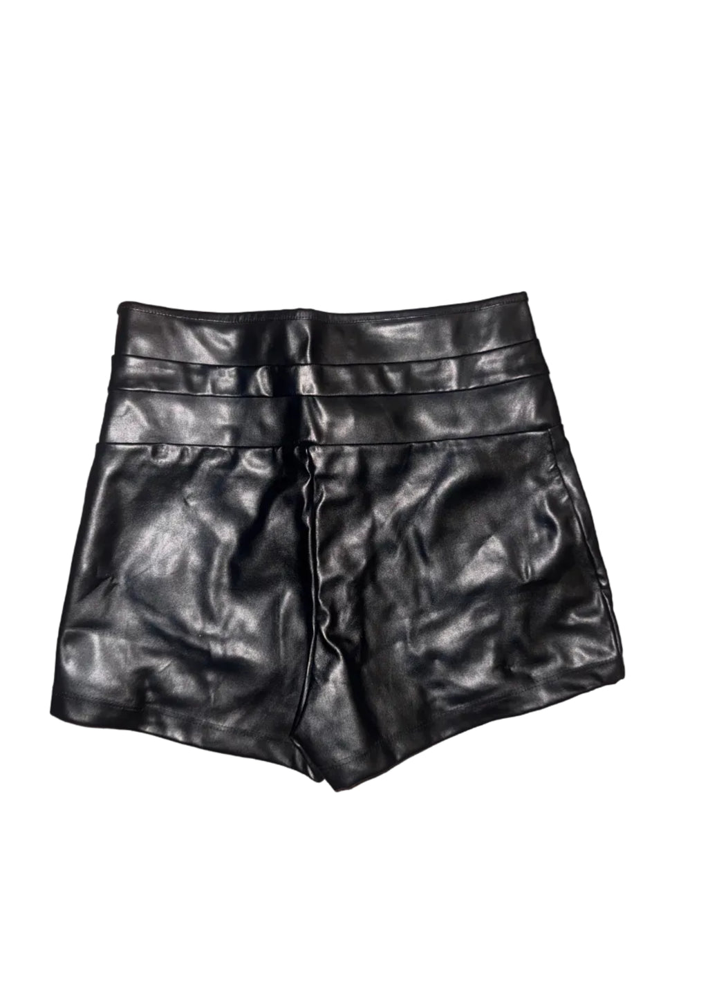 Fashion Nova Black Pleather Shorts - Small