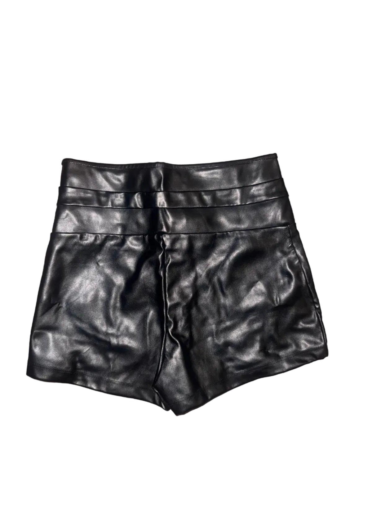 Fashion Nova Black Pleather Shorts - Small