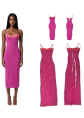 House of CB AIZA Raspberry Lace Trimmed Maxi Dress - Small