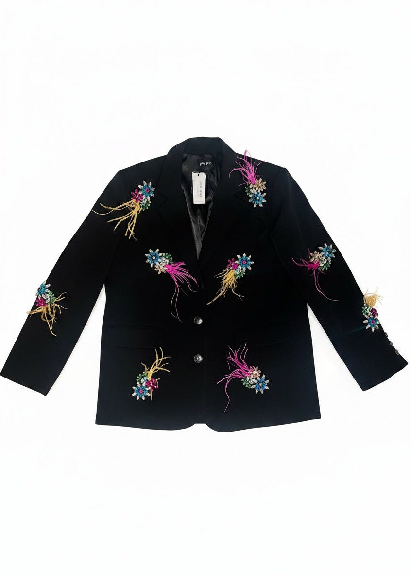 Nasty Gal Embellished Diamante Feather Blazer - Women's Size 4