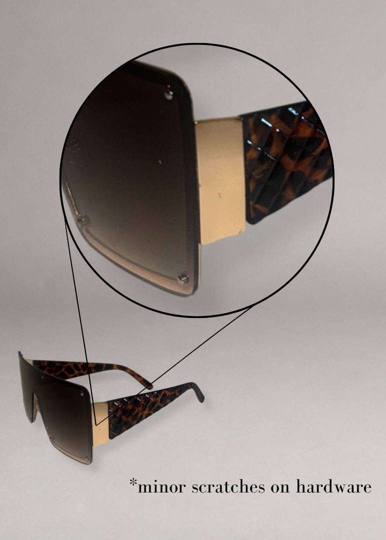 Quilted Leopard Oversized Shield Women's Sunglasses