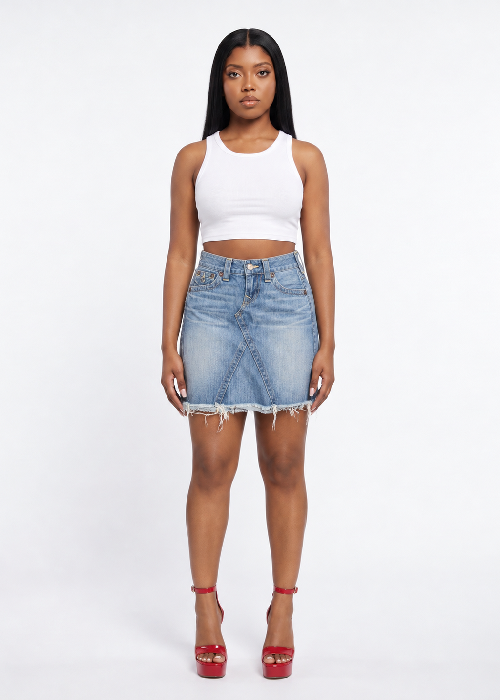 True Religion Distressed Denim Skirt - Women's Size 25